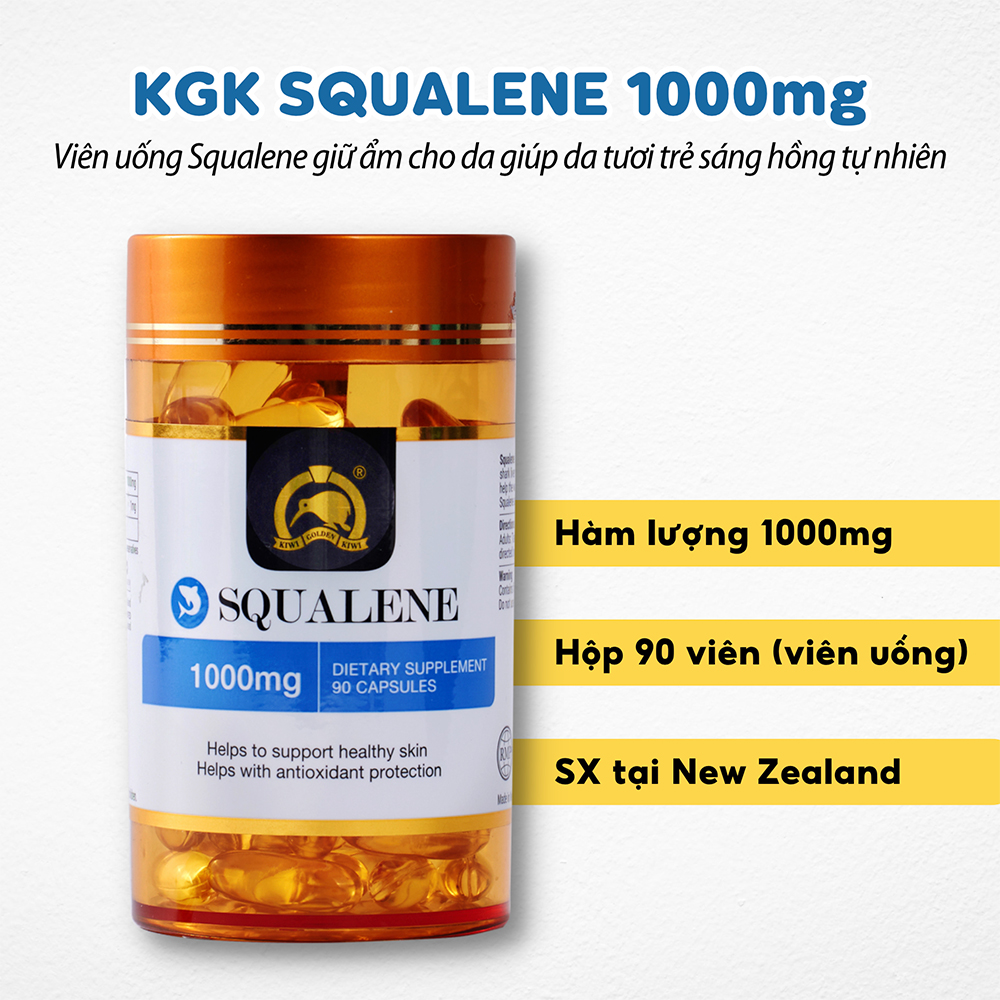 Viên uống Squalene cấp ẩm cho da giúp da tươi trẻ, sáng hồng tự nhiên KGK Squalene 1000mg (90 viên)